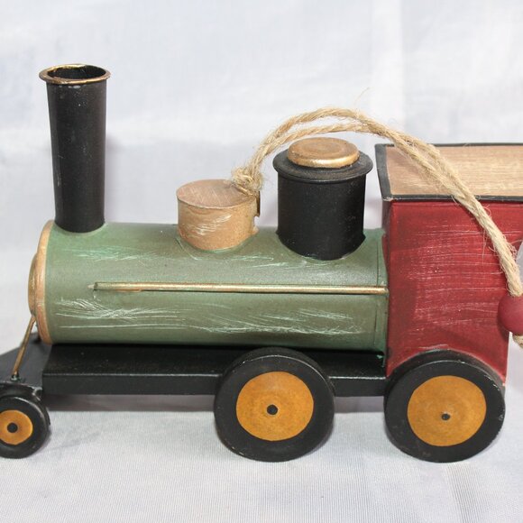 Tin Train Railroad Engine Christmas Tree Ornament - Picture 2 of 5